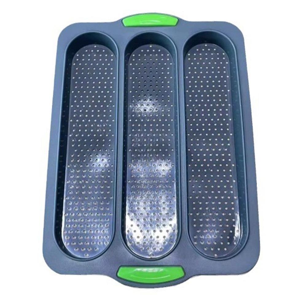 3 Slot Perforated Bread Mold Silicone Bake Mold DIY Baking Tool Baking Pan Tray  Muffins