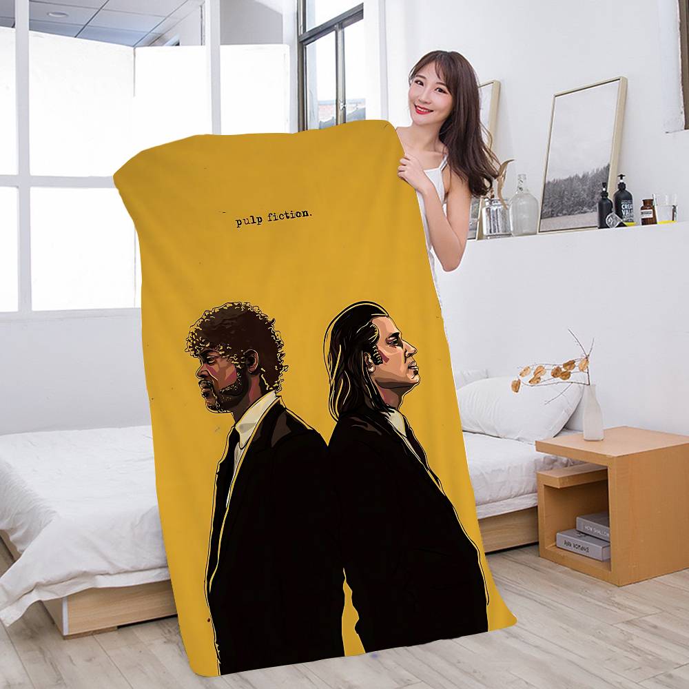 Pulp Fiction Film Classico Quentin Tarantino Coperta in Microfibra Teli da Spiaggia Stampa Oversize Asciugamano Coperta Super Assorbente