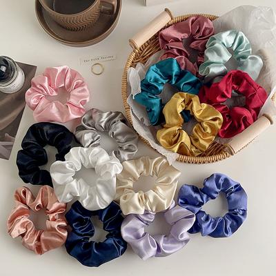 1 pezzo Elastico per capelli in raso setoso da donna e ragazza, tinta unita, elegante, fascia elastica in gomma, fermaglio per capelli, accessori per capelli elastici