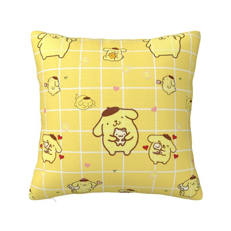 Пользовательская мультяшная подушка-плед Pompompurin Sanrio для дивана, скандинавский чехол для подушки, мягкая наволочка 12x12Inch
