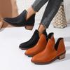 Large Size Short Martin Boots Women's Autumn and Winter New Mid-Heel Pointed Solid Color Women's Boots