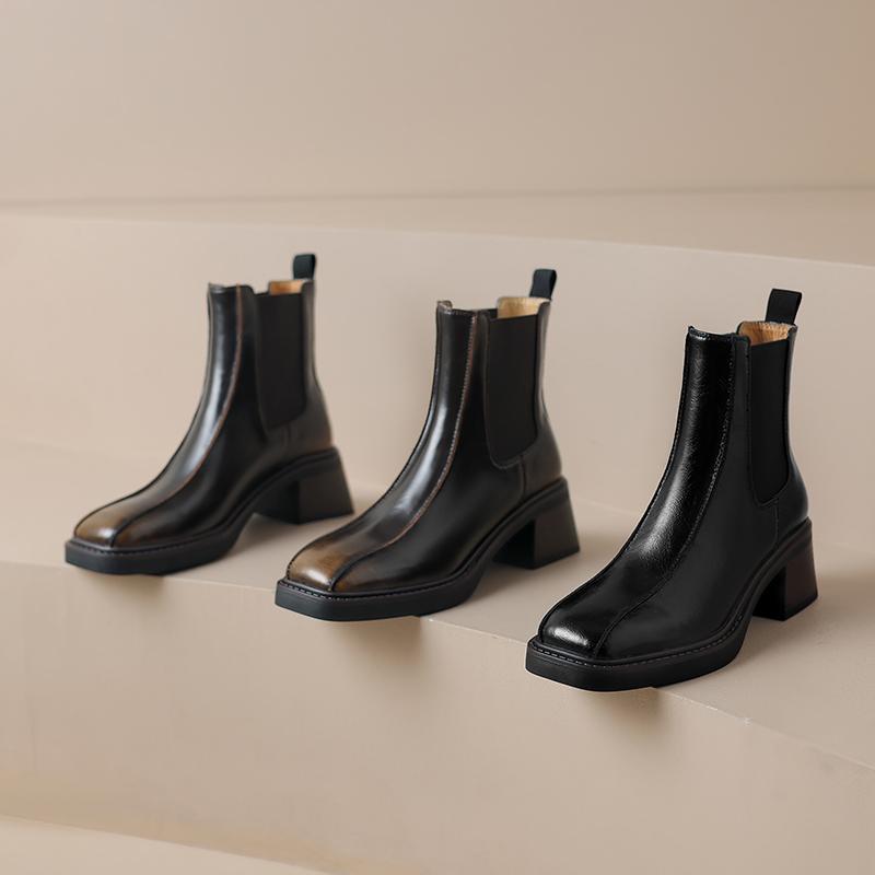Fashion AIYUQI 2025 New Square Toe Women Chelsea Boots Retro women'sAnkle Boots Non-slip Fashion Ankle Boots female Winter Shoes