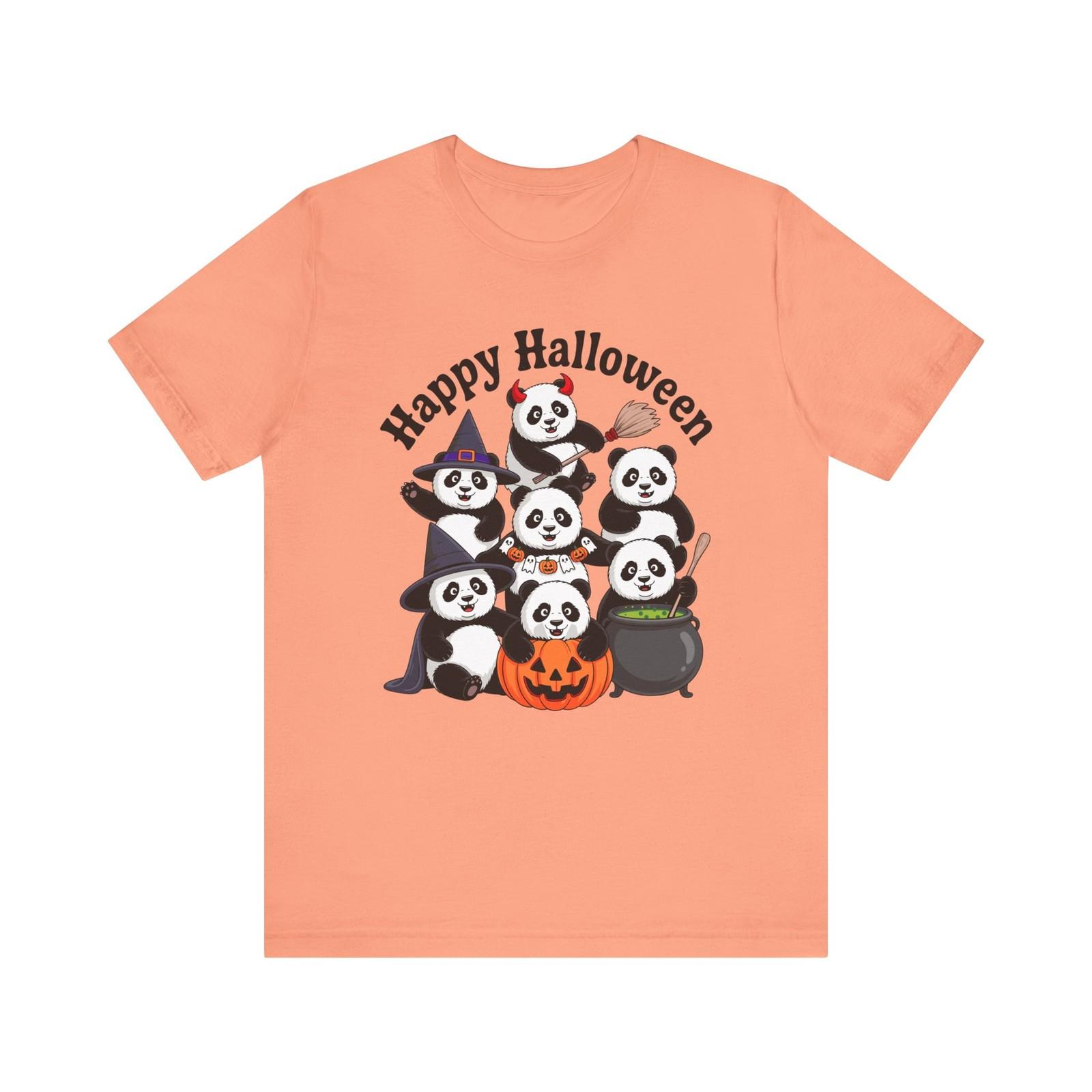 Halloween Panda Tee, Funny Animal Shirt, Cute Fall Tee, Spooky Season Gift S разноцветный