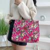 Fashion Floral Print Tote Bag, Portable Canvas Lunch Bag, Women's Casual Handbag Mommy Bag For Picnic Travel