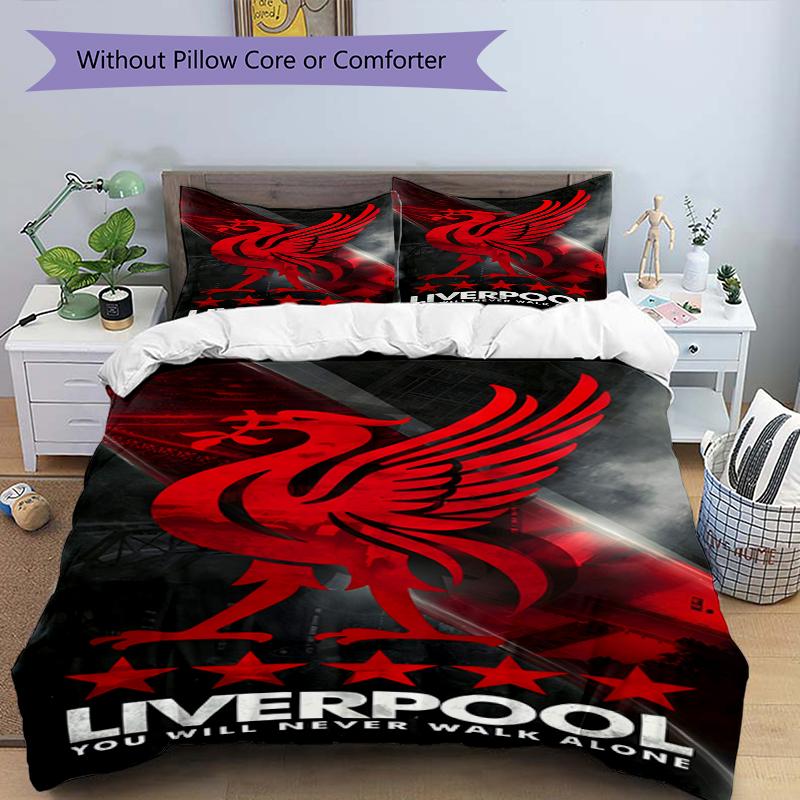 Set copripiumino 3 pezzi (1*Copripiumino + 2*Federe, Senza Nucleo),Set Biancheria da Letto con Stampa Liverpool F.C, Decorazione Camera da Letto, Per Tutte le Stagioni, Regalo di Compleanno