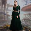 Vestido de princesa feminino, vestido cosplay, Halloween, traje medieval renascentista, traje da corte verde