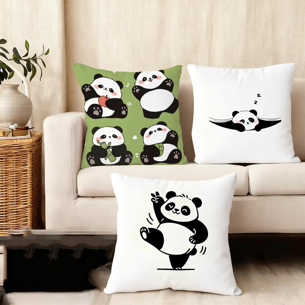 panda Cushion Cover Anti-dustmite Pillowcase Invisible zipper silky short plush Sofa cushion cover