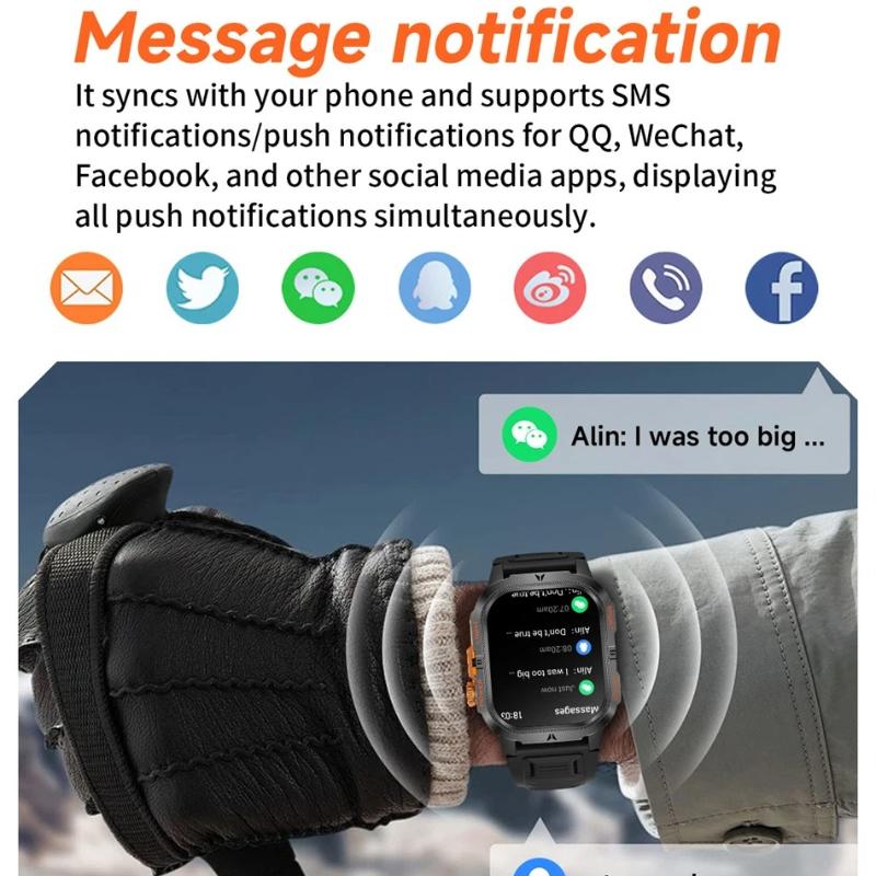 2026 New 1200mAh Rugged Military GPS Smart Watch Men 2.01" AMOLED Screen IP68 Waterproof Clock SOS Call Fitness Flashlight Smartwatch IOS Gift