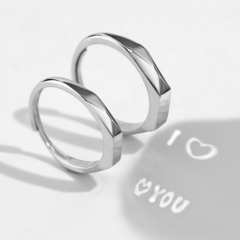 Adjustable Sterling Silver Couple Rings Light Shaped Secret Projection Rings Fashionable Finger Rings for Men and Women