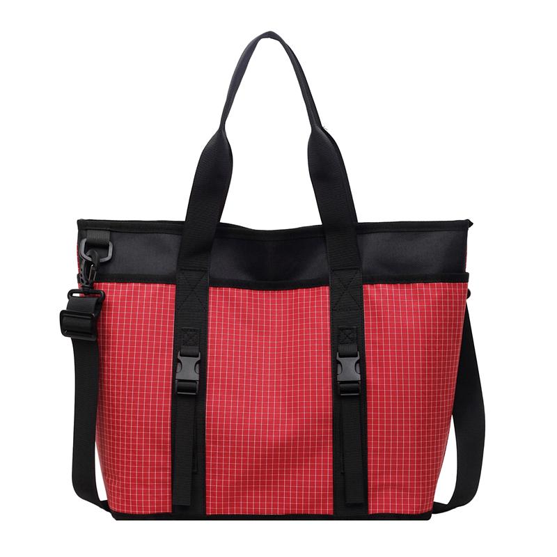 

Large Capacity Check Shoulder Bag Student Tote Bag Contrast Crossbody Bag червоний