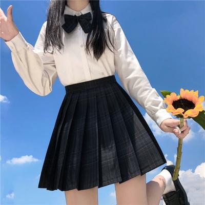 Plaid Skirt Women Kawaii Black Pleated Mini Skirt Japanese School Uniform for Girls Preppy Style JK