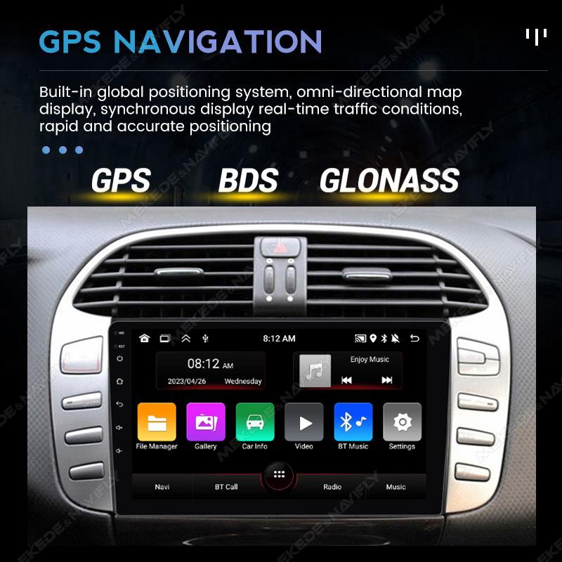 Navifly IPS Screen New Android Car Radio Multimedia Video Player For Fiat Bravo 2007-2012 Carplay Auto GPS 2Din Stereo Receiver