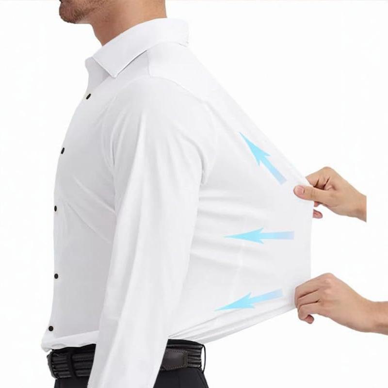 New Men's Business Casual American Shirt Solid Color Lapel Long Sleeve Men's Inch Clothing Premium Sense