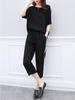 Plus Size Korean Style Women's Summer Two-Piece Set: Loose Casual Wide-Leg Pants Suit