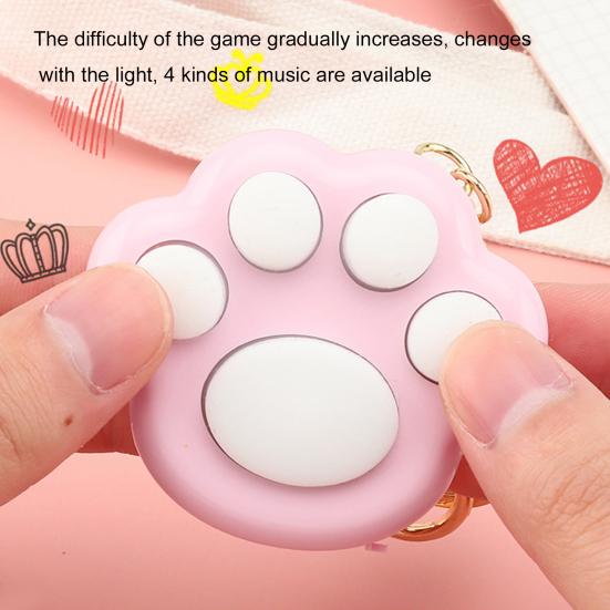 Mini Fidget Toy Lovely Portable Funny Cat Paw Push Fidget Game Keychain for Children