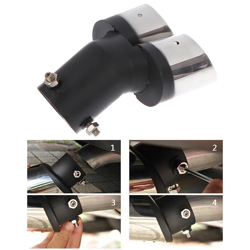 Stainless Steel Universal Car Modified Double Exhaust Pipe Rear Muffler Tail Tip