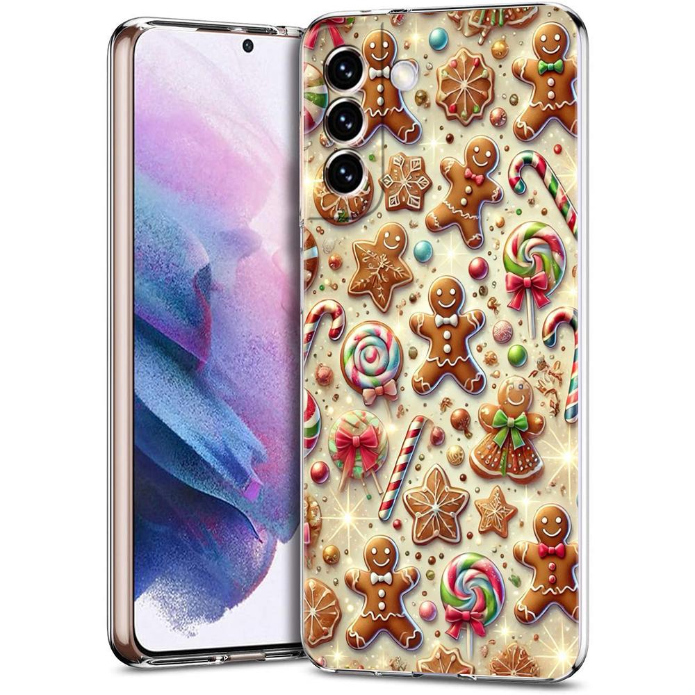 Transparent Phone Case Cover for Samsung Galaxy S25 S24 S23 S22 S20 S21 FE Ultra S24 S10 S10E Plus 5G New Year Christmas Pattern