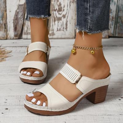 Fashion Women Summer Lightweight Hollow Sandals High Heels New Dress Chunky Open Toe Slippers Female Design Brand Slingback Zapatos