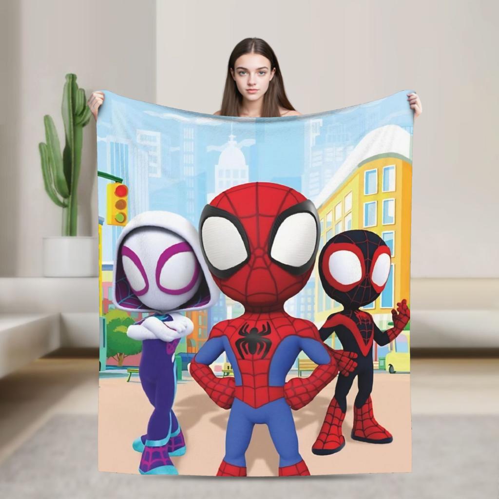 Spidey And His Amazing Friends Blankets Super Soft Funny Plush Throw Blanket For Chair Sofa Bed Flannel Bedspread Bed Cover
