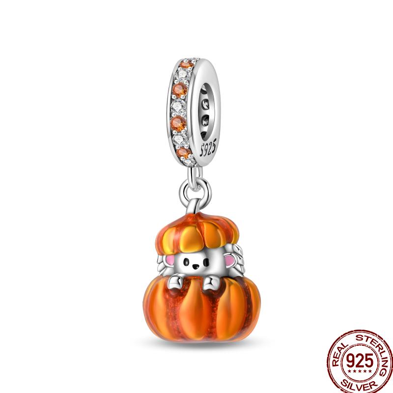 Copper Pumpkin Maple Leaf Squirrel Scarecrow Harvest Autumn Charm Beads Suitable For Pan Original Bracelet