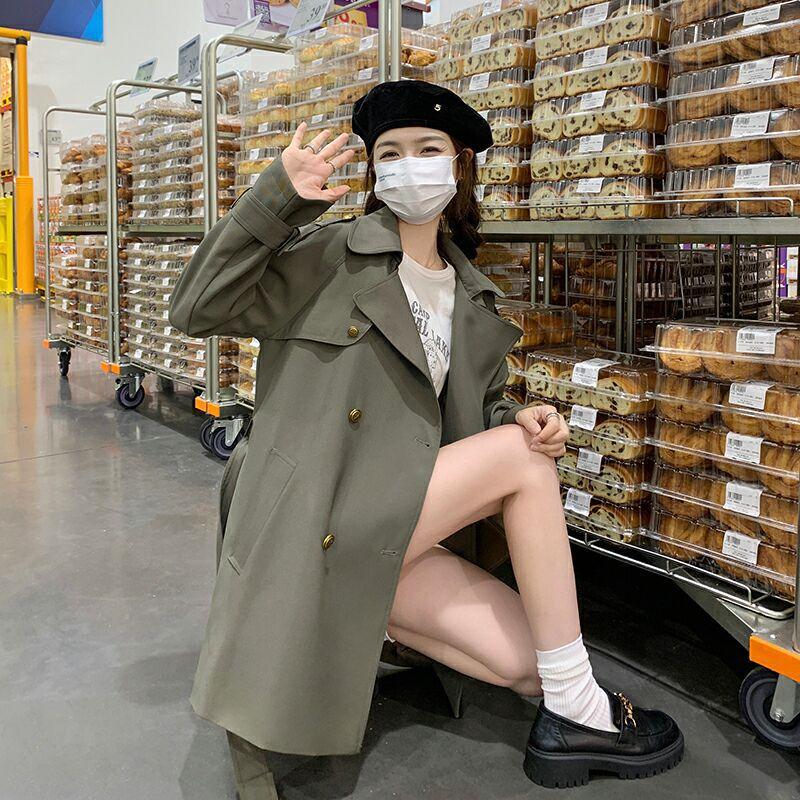A-line Trench Coat Women's Mid-length Spring and Autumn New Popular British Cute Age-reducing Versatile Top Korean Version