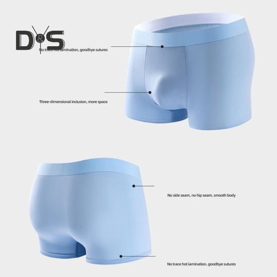 Pánské boxerky, spodní prádlo s elastickým pasem a středním pasem, letní chladicí kraťasy, kalhotky, jednobarevné bezešvé kalhotky