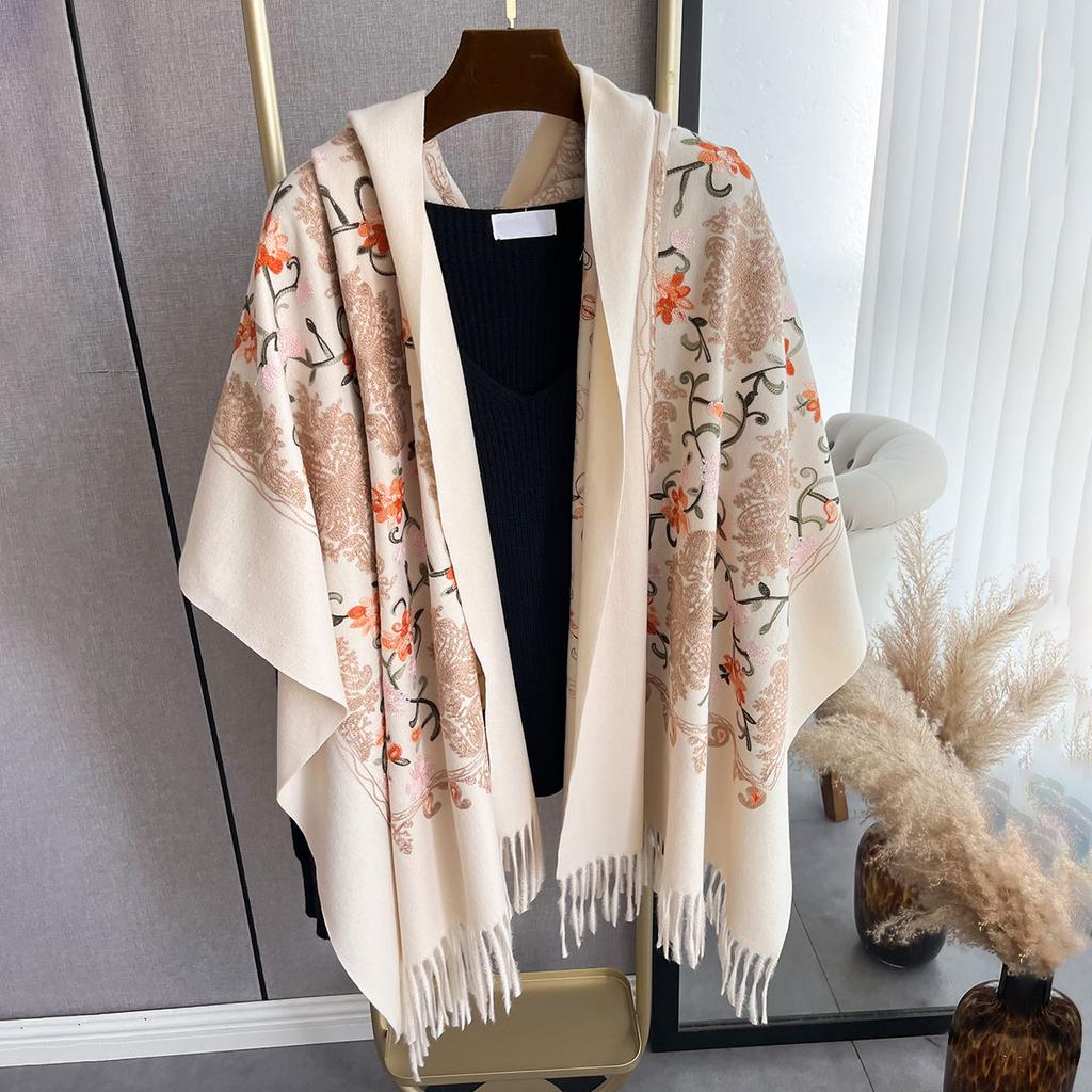 Winter Fashion Warm Cashmere Scarf for Women Embroidery Pashmina Blanket Thick Shawl Wrap Neckerchief Bufanda Echarpe Poncho