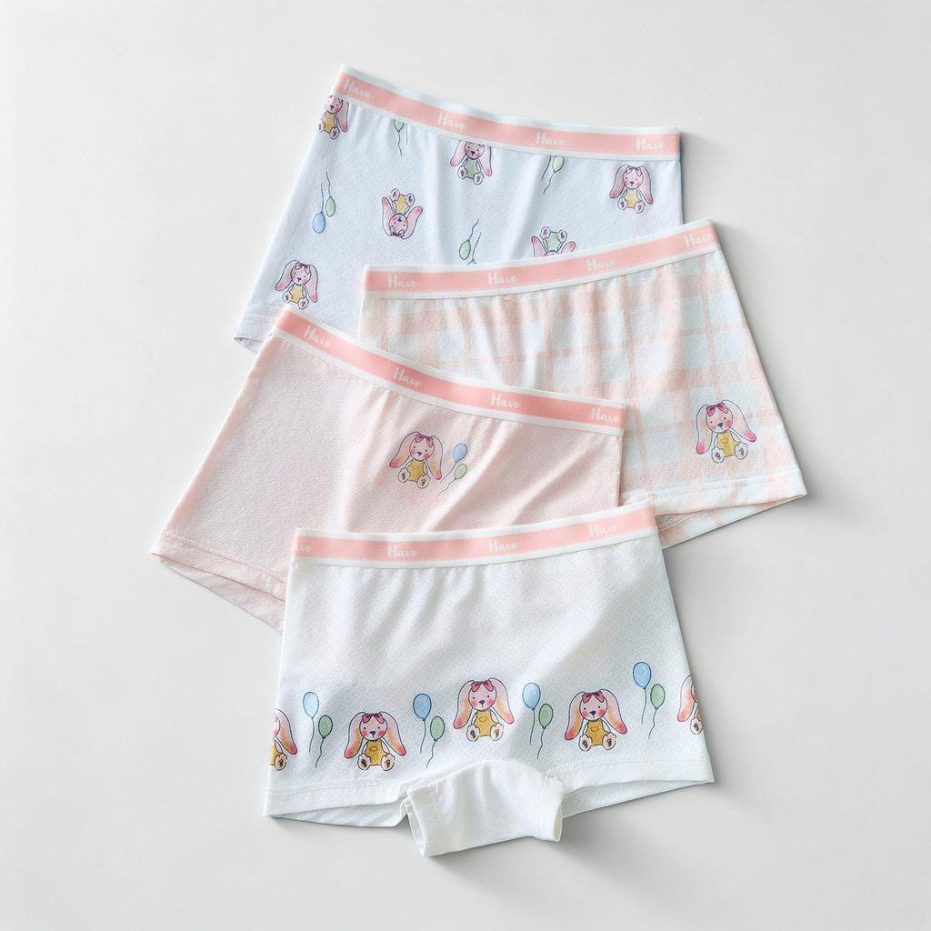 Ice Silk Mid-Waist Boxer Briefs for 6-Year-Old Girls - No Wedgies, Summer Thin