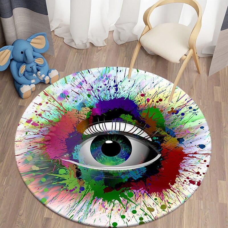 Black Cat Kawaii HD Printed Round Carpet for Living Room Rugs Camping Picnic Mats Flannel Anti-Slip Rug Yoga Mat Stranger Things