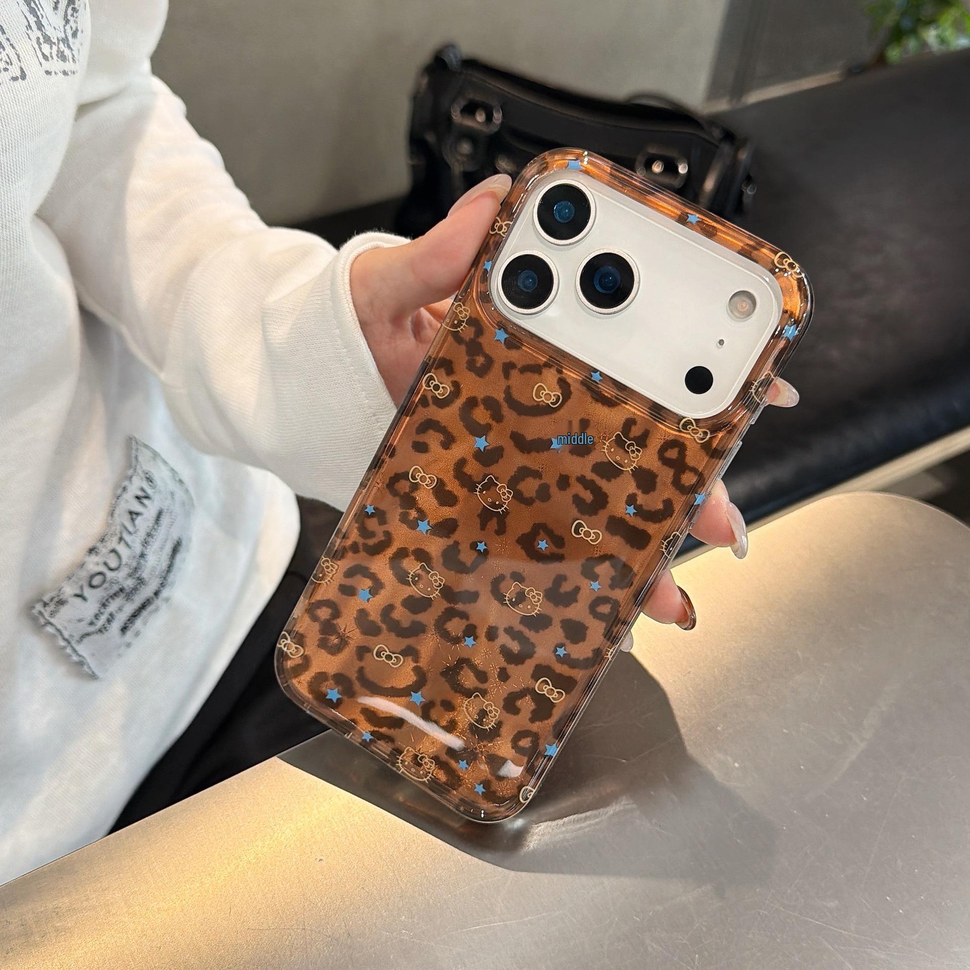 

Double Layer Star Leopard Print Cat Phone Case for iPhone 14/13/15/16/17 PRO MAX - Shockproof. iPhone 16