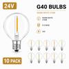 10pcs G40 Replacement Light Bulbs E12 1W 5V 24V 110V 220V Plastic Globe Bulbs for String Lights Indoor Outdoor Patio Garden Warm White