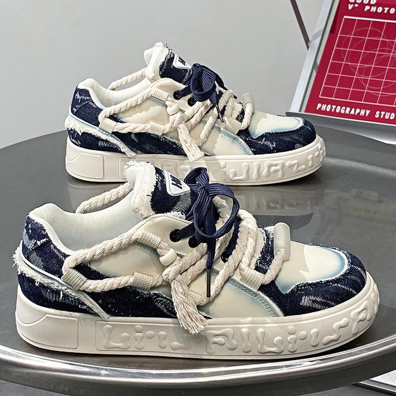 Men's Platform Lace Up Shoes Flat  Autumn Thick Soles Sport Tennis Shoes Student Casual Vulcanized Shoes Zapatos