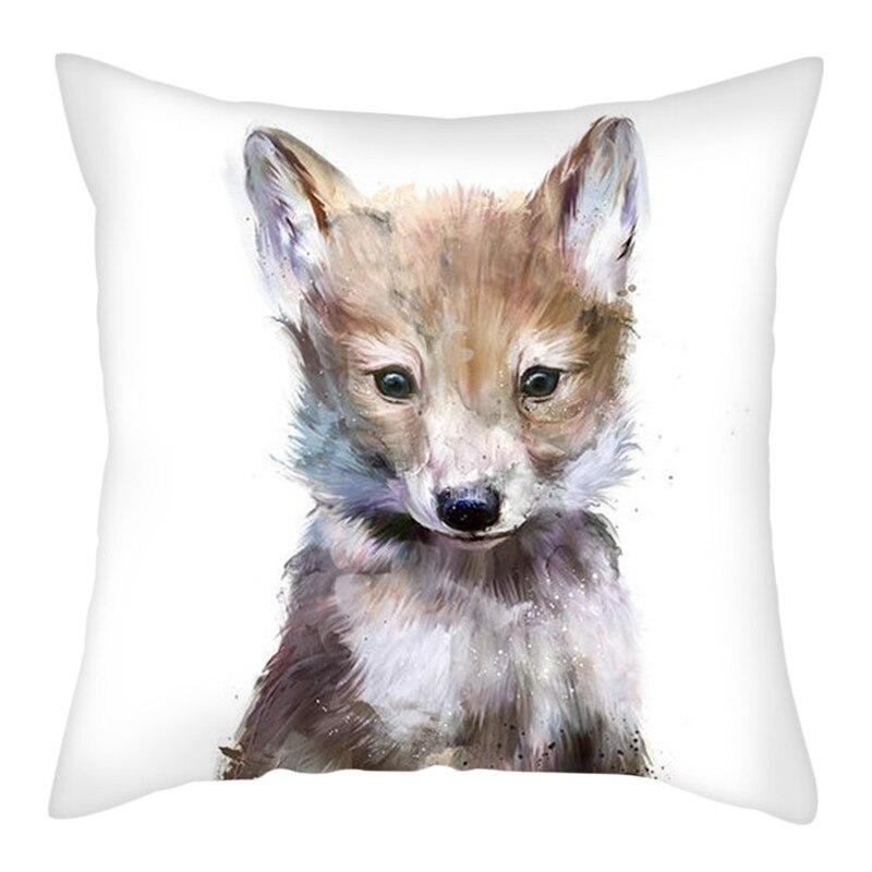 Wild Animals Printed Cushion Cover Wolf King Photo Pillow Covers for Home Sofa Decorative Throw  Cases