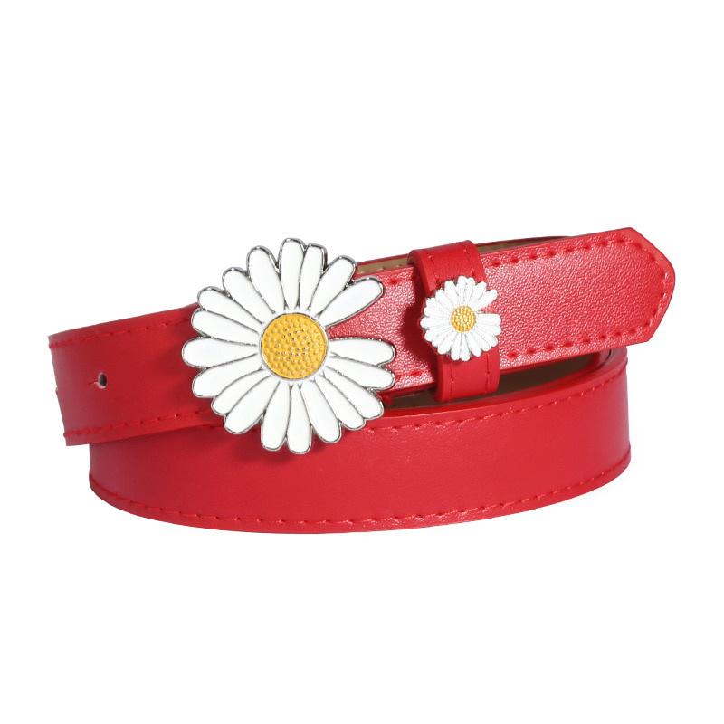 Daisy Buckle Belt Women Imitation Leather Alloy Buckle Belt New Belt Leisure Jeans Fashion Dress Women Belt