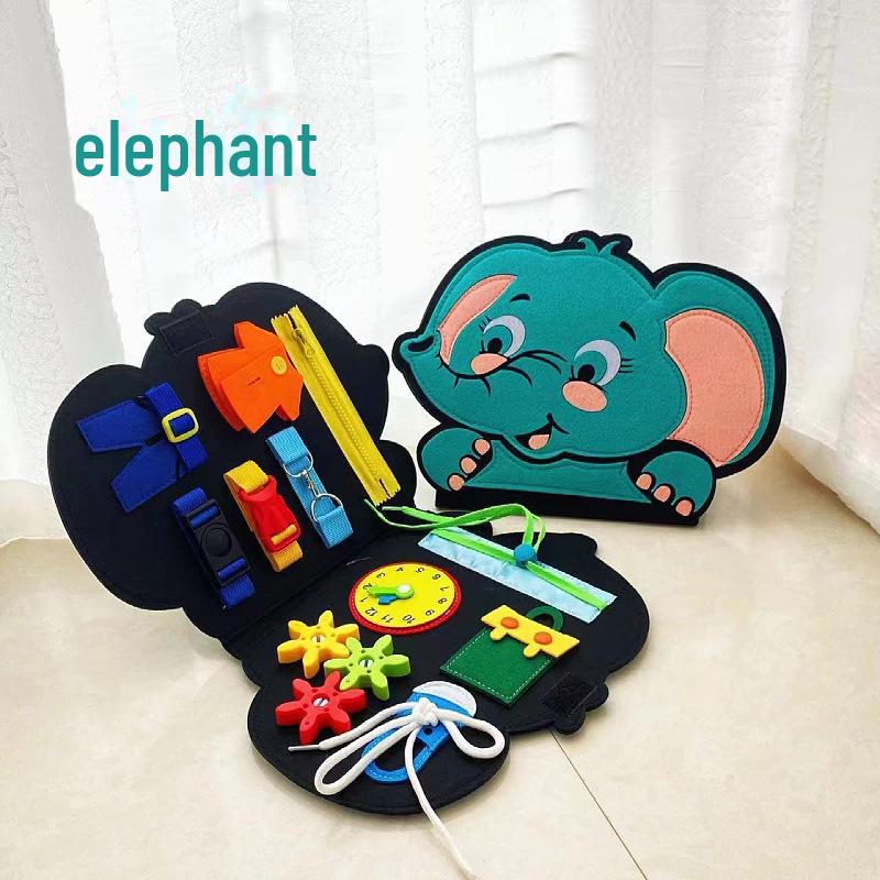 Montessori Dinosaur & Elephant Felt Busy Board Puzzle for Early Childhood Education
