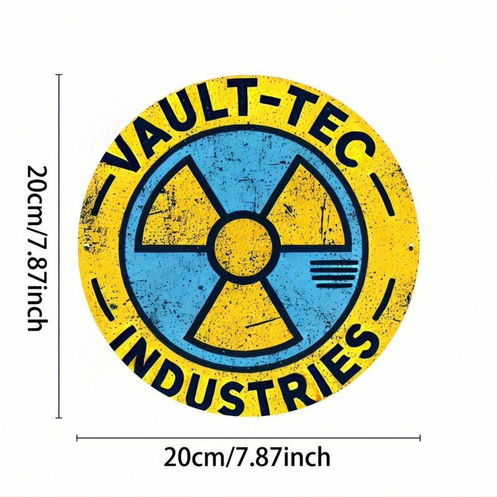 Segno Decorativo da Parete in Metallo Vault-Tec Resistente per Casa Ufficio Cucina Camera da Letto Giardino Placca Rotonda da 8 Pollici