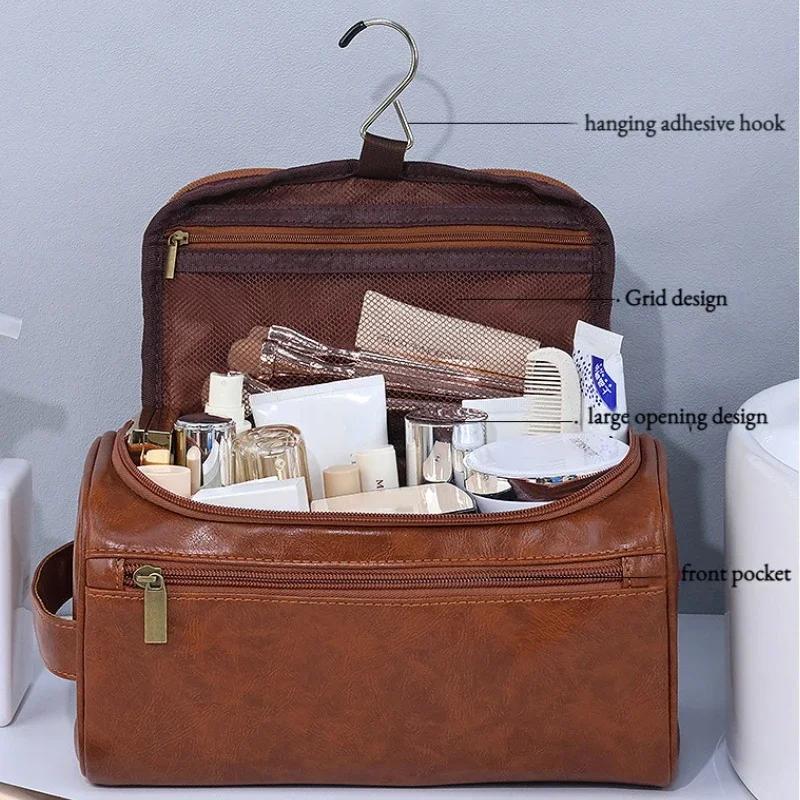 Men Vintage Luxury Toiletry Bag Travel Necessary Business Cosmetic Makeup Cases Male Hanging Storage Organizer Wash Bags
