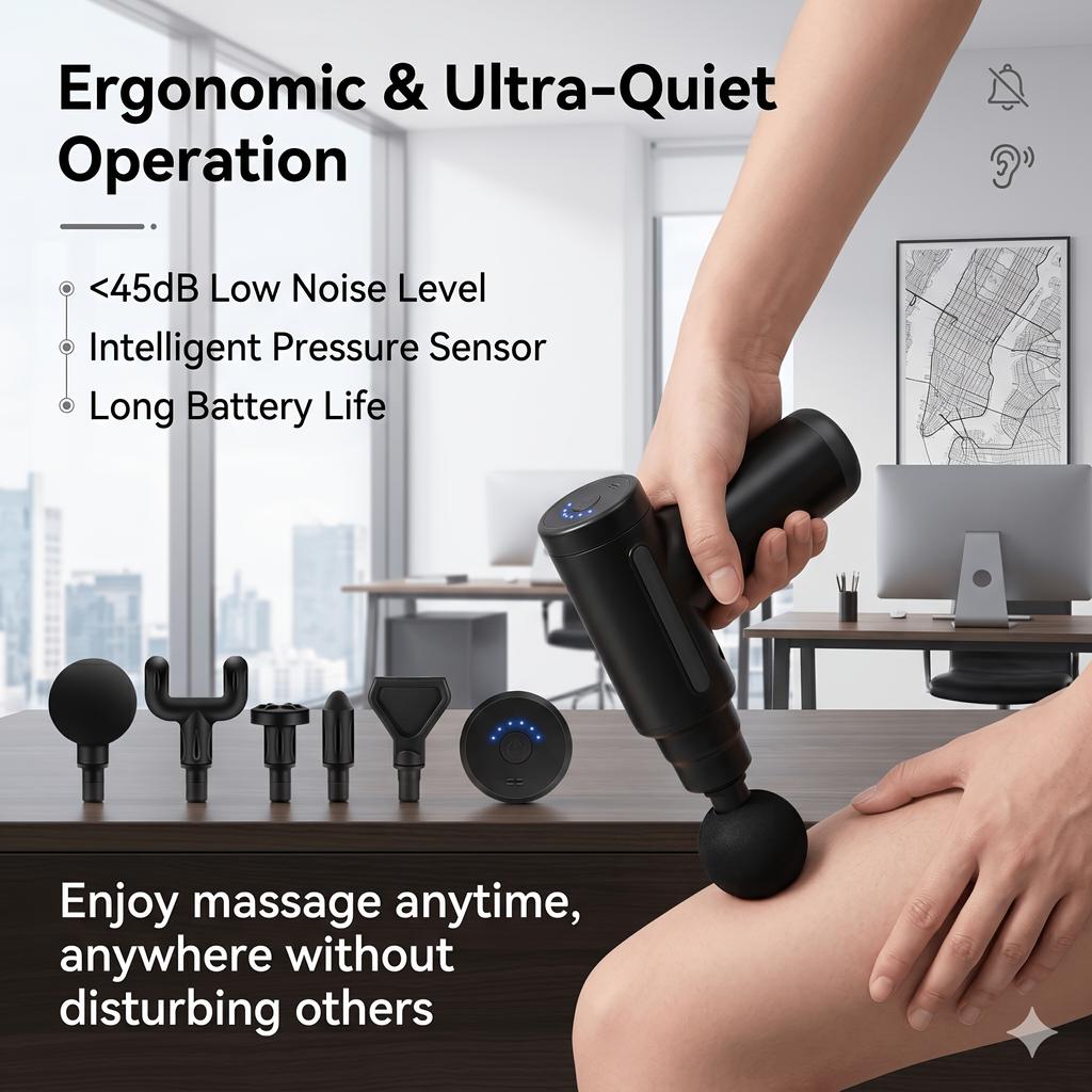 Portable electric fascia massage gun equipped with muscle massager LED Touchscreen included6A massage head mini handheld ultra-quiet brushless motor