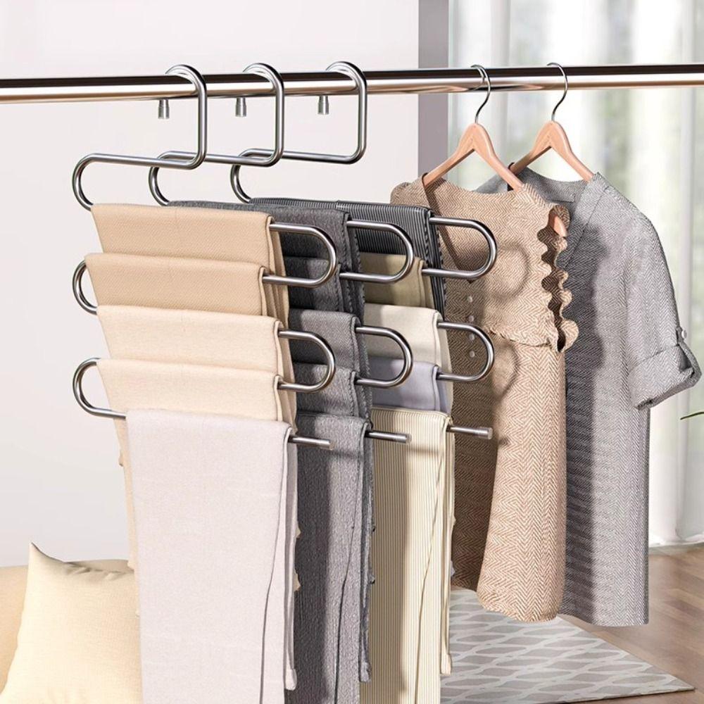 5pcs Multi-Functional Pants Rack Five-Layer Trouser Rack Durable Storage Rack Pant Storage