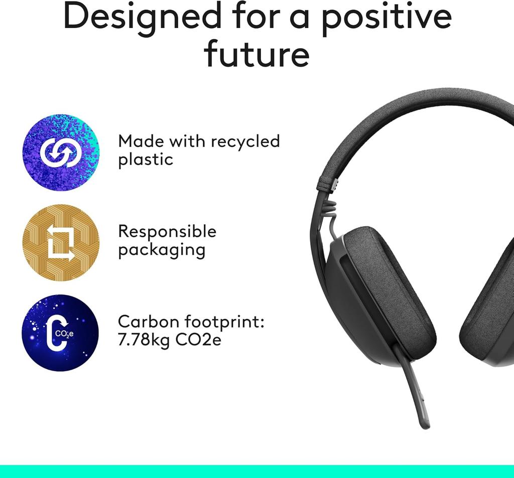 Logitech Zone Vibe 100 Wireless Bluetooth Earphones, Head mounted Office Earphones, Noise cancelling Earphones, 20 Hour Battery Life
