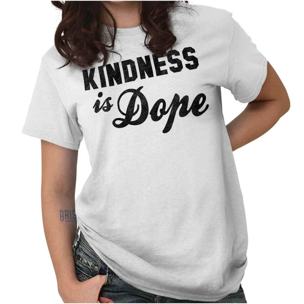 Kindness Is Dope Good Vibes Positive Happy Womens Graphic Crewneck T Shirt Tee L