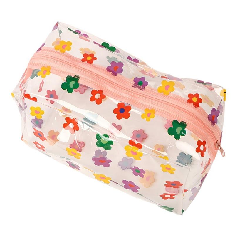 PU Waterproof Cosmetic Bag Large Capacity, Frosted Transparent Travel Organizer for Swimming Wash Bag