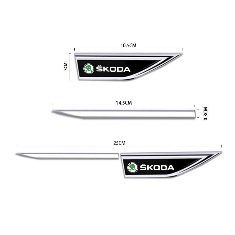 YCGG5 2Pcs Car Door Fender Side Blade Badge Car Body Protective car Metal Sticker For Skoda VRS Octavia FABIA KODIAQ RAPID SUPERB