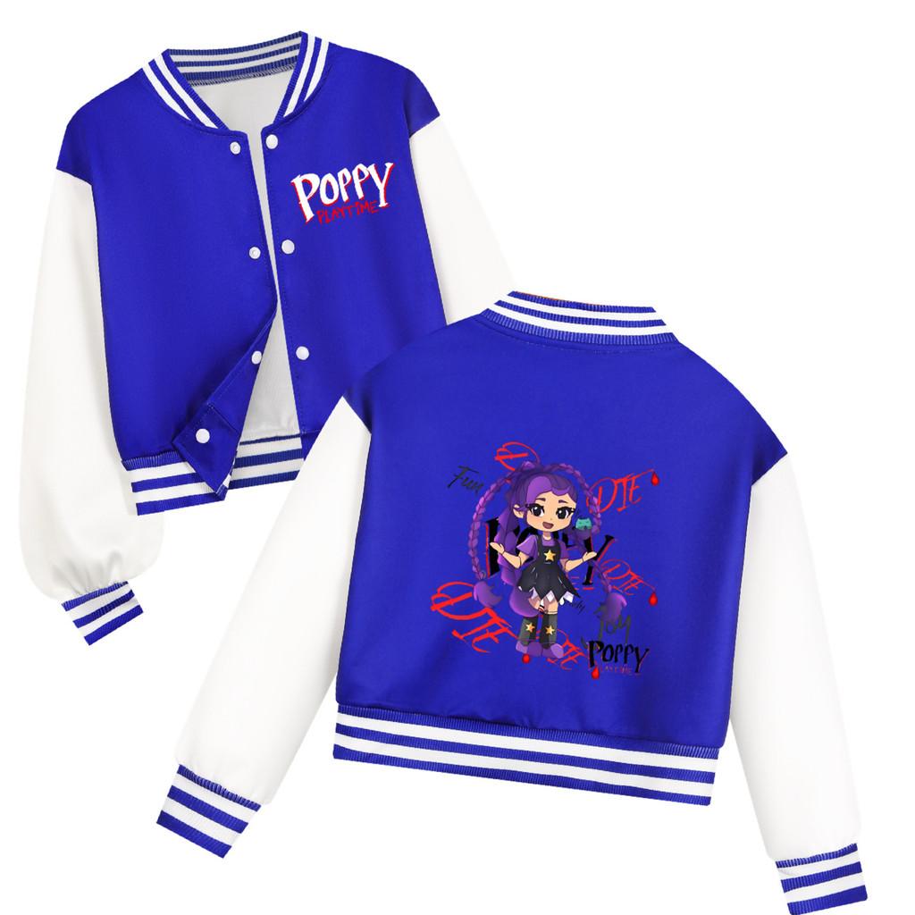 5593 Kids Girls Lily Lovebraids Printed Button Outerwear Long Sleeves Baseball Jacket Short Style Coat 110cm синий