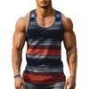 Canottiere Grafiche a Strisce Retro da Uomo Moda Casual Estive Senza Maniche Gilet Stampato 3D Largo Girocollo Magliette Sportive Asciugatura Rapida