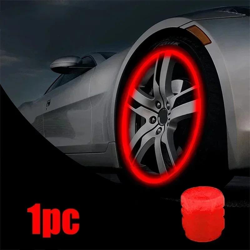 Mini Luminous Tire Valve Caps Car Motorcycle Colorful Glowing Valve Cover Tire Wheel Hub Styling Decor Auto Accessories