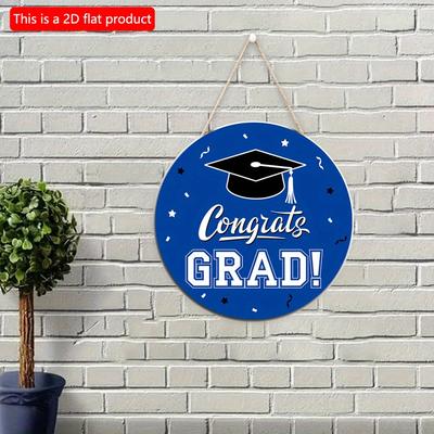 2D flach 20*20cm 1 Stück GRAD&Bachelorhut Druck Abschlussfeier Dekoration, Fantastischer runder Anhänger aus Holz Geschenk für Freunde während der Abschlusssaison,