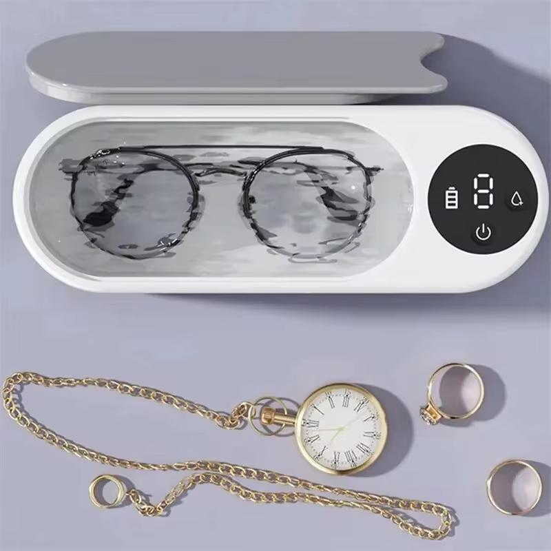 Multi-Functional Ultrasonic Cleaner 450ml Portable Household Cleaning Machine Jewelry Cleaner Machine Ring Glasse Makeup Brush