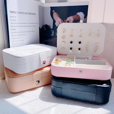 Large Capacity Portable PU Leather Jewelry Storage Box for Necklaces, Earrings, Rings, and Pendants