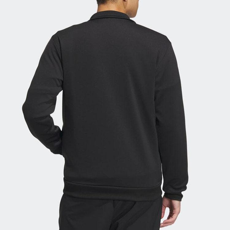 Adidas Color-Block Striped Logo Embroidered Stand Collar Jacket Men Outerwear Black IA9378